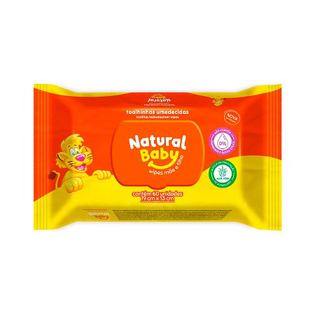 Toalha Umedecida Natural Baby com 60 Unidades