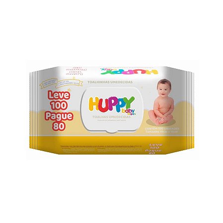 Toalha Umedecida Huppy Baby Wipes com 100 Unidades