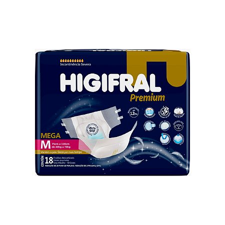 Fralda Geriátrica Higifral Premiun Mega M 18 Unidades