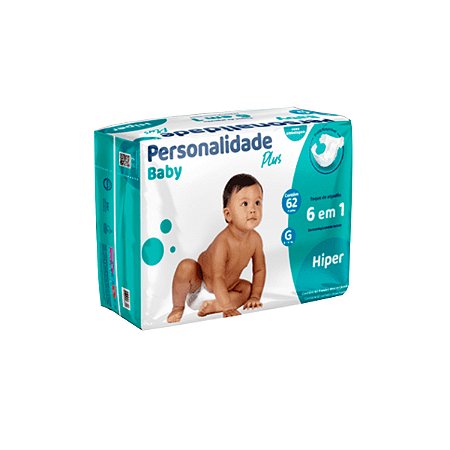 Fralda Infantil Personalidade Baby Hiper G 62 Unidades