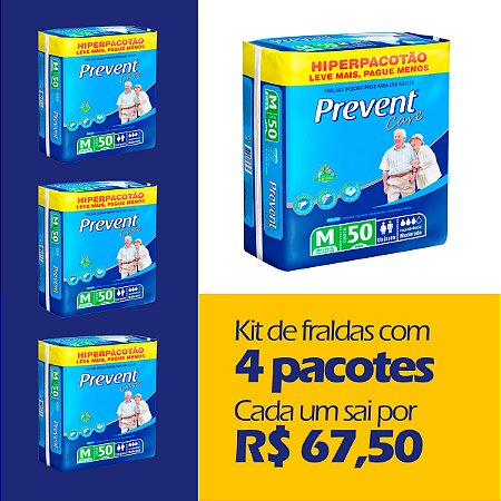 Fralda Geriátrica Prevent Care M (Kit com 200 unidades)