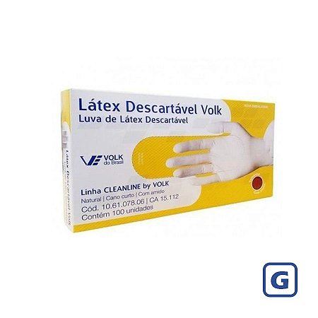 Luva de Látex Volk com pó G 100 Unidades