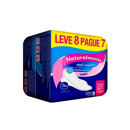 Absorvente Feminino Naturalmente Gel Mais com abas 8 Unidades