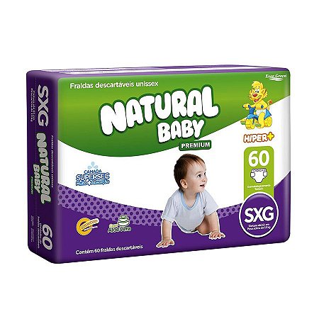 Fralda Infantil Natural Baby Premium Hiper SXG 60 Unidades