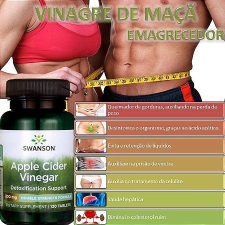 VINAGRE DE MAÇÃ 200MG DA SWANSON COM 120 COMPRIMIDOS - IMPORTADO DOS ESTADOS UNIDOS