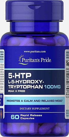 5 HTP HYDROXY-TRYPTOPHAN 100MG DA PURITAN'S  COM 60 CÁPSULAS IMPORTADO DOS ESTADOS UNIDOS