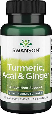 TURMERIC (CURCUMA)+AÇAÍ+GENGIBRE(GINGER) COM 60 CAPS SWANSON -IMPORTADO DOS ESTADOS UNIDOS