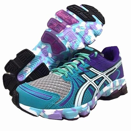 asics roxo e verde