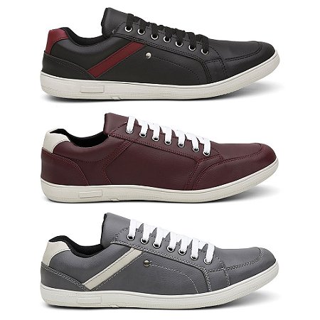 Kit 3 Pares Sapatenis Jhon Masculino - QueroShoes