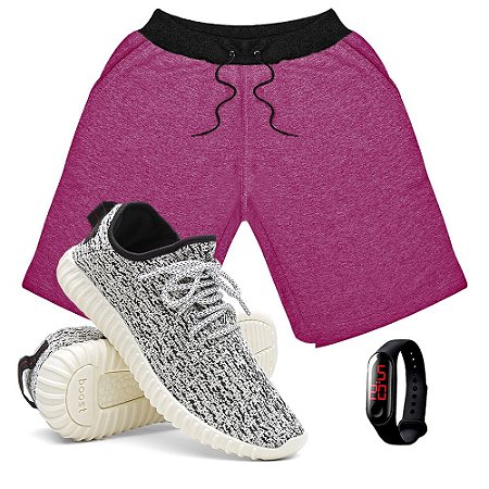 bermuda moletom e tenis