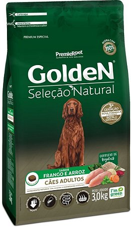 GoldeN Seleção Natural Cães Adultos Frango e Arroz