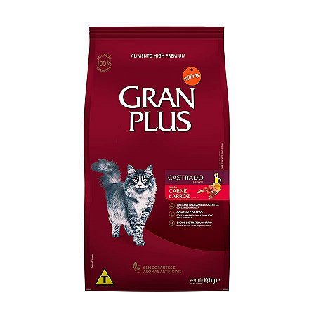 Gran Plus Gatos Castrados Carne e Arroz 10,1Kg