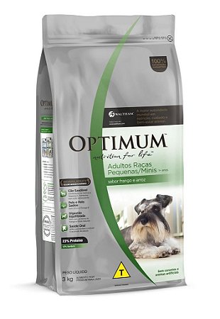 Optimum Cães Adultos Raças Pequenas e Minis Frango e Arroz 3Kg