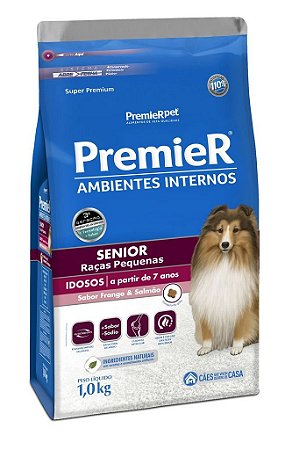 PremieR Ambientes Internos Cães Senior Raças Pequenas Frango e Salmão