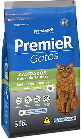 PremieR Ambientes Internos Gatos Adultos Acima de 12 anos Castrados Frango