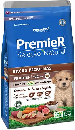 PremieR Seleção Natural Cães Filhotes Raças Pequenas Frango Korin com Batata Doce