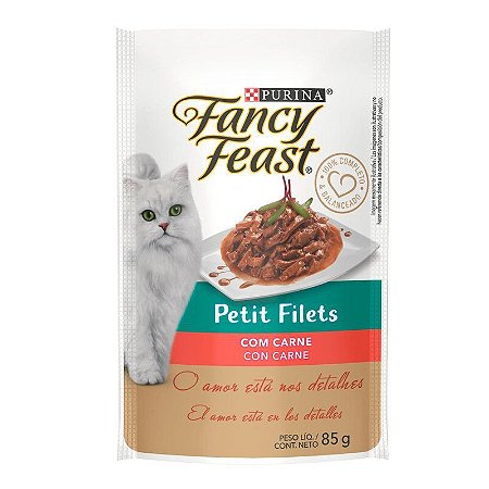 Sachê Fancy Feast Gatos Adultos Petit Filet com Carne 85g