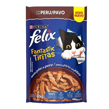 Sachê Felix Fantastic Gatos Adultos Tiritas de Peru 85g