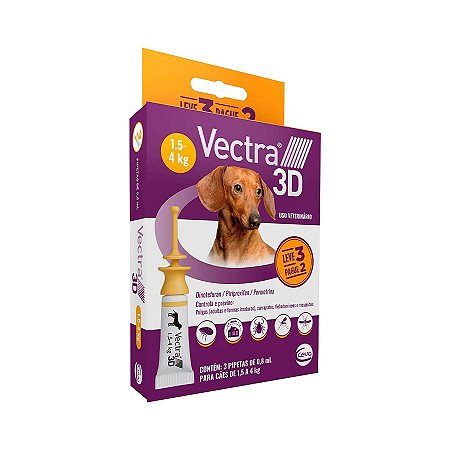 Vectra 3D Cães 1,5 a 4kg Caixa com 1 Unidade