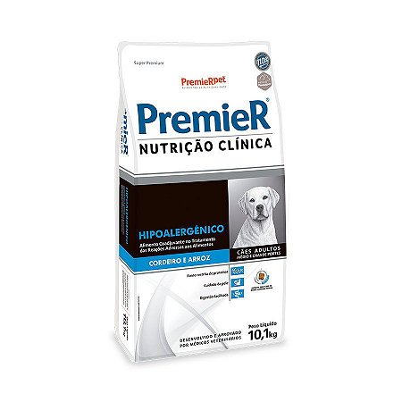 PremieR Nutrição Clínica Cães Adultos Raças Médias e Grandes Hipoalergênica Cordeiro e Arroz 10,1Kg