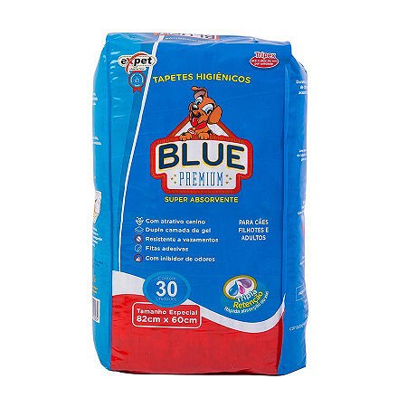 Tapete Higiênico Blue Premium com 30 Unidades