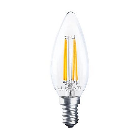 Lampada Vela Clear C35 Led Filamento 4w 7200k E-14 220v 400 Lumens