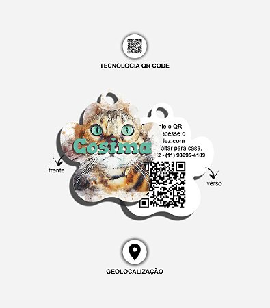 Plaquinha de identificação para gatos - Tigrado