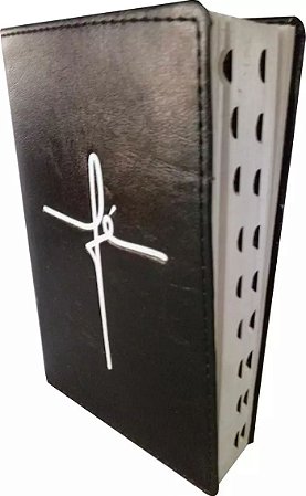 Bíblia Fé Letra Grande com Harpa Cristã e Índice Lateral Luxo Preto