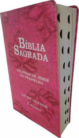 Bíblia Sagrada Letra Grande com Harpa Cristã e Índice Lateral Rosa