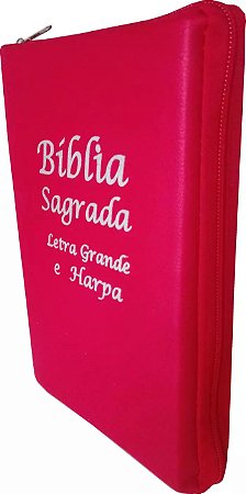 Bíblia Sagrada Letra Grande com Harpa Cristã e Índice Lateral Vermelha