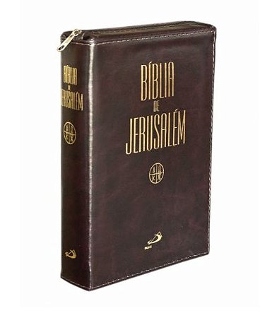 Bíblia De Jerusalém Média Índice Capa Couro Zíper + Estudo