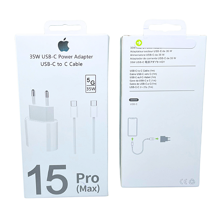Carregador Iphone 15 PRO MAX 35W USB-C C/Cabo