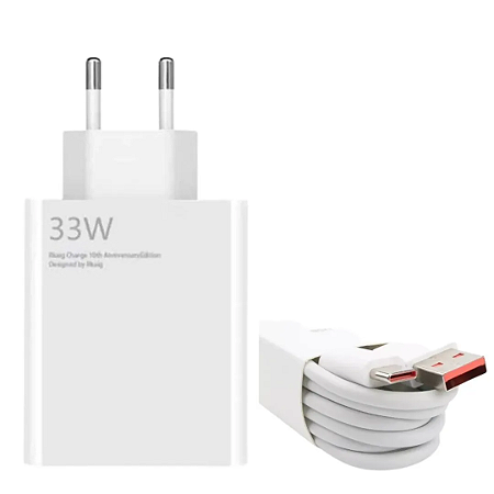 Carregador Turbo Xiaomi 33W V8 com Cabo