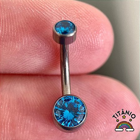 Piercing De Umbigo Azul Aço - Grande