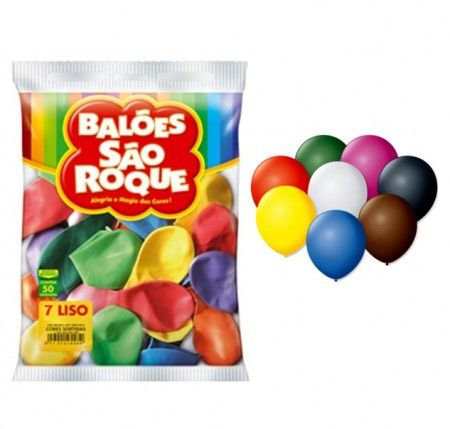 Balões Sortido Roque nº7 embalagem com 50 unid