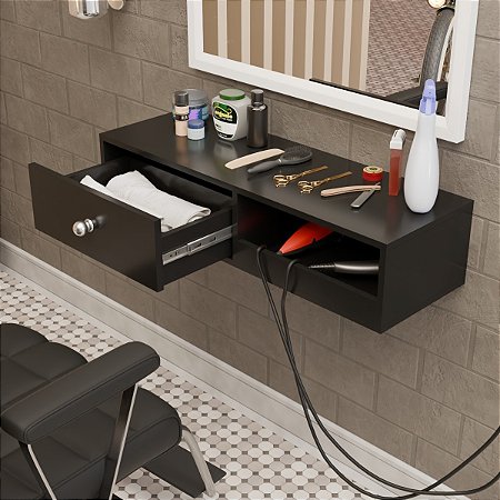 Bancada Suspensa Barbearia Cabeleireiro Com Gaveta 90cm