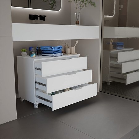 Gaveteiro Com Gaveta e Rodinha Para Banheiro Florida