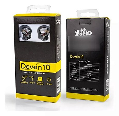 FONE DE OUVIDO IN EAR MOD DEVON 10 HIBRIDO SANTO ANGELO (EAN 7899028824605)