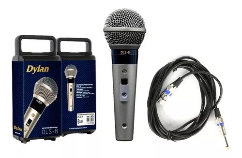 MICROFONE DYLAN DINAMICO COM CHAVE LIGA/DESLIGA CHAMPANHE DLS-8 -P4 CH
