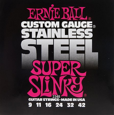 ENCORDOAMENTO 009-042 P/ GUITARRA REGULAR SLINKY STAINLESS STEEL (ACO INOX) P02248 ERNIE BALL 12866