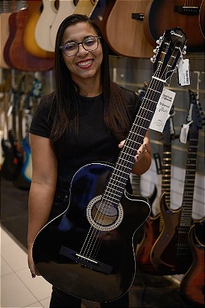 VIOLAO ELETROACUSTICO DE AÇO FLAT COR BK SF-14