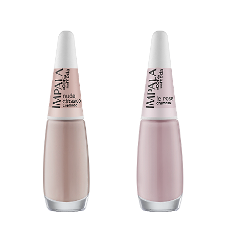 Kit 2 Esmaltes Impala 7,5ml Cor: Nude Clássico, Le Rose