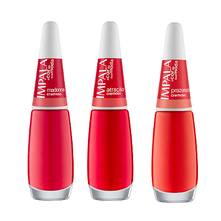 Kit 3 Esmaltes Impala 7,5ml Cor:Madonna, Atração, Prazeres
