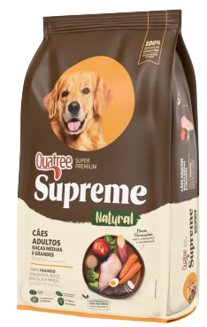 Ração Quatree Supreme Frango e Batata Doce Cães Adultos Raças Médias e Grandes 15kg