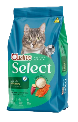 Ração Seca Quatree Select Salmão e Arroz Gatos Adultos 3 kg