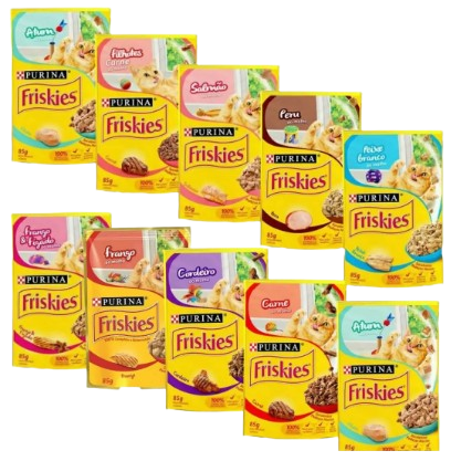 10 Sachês Friskies Gatos 85g Sabores a escolher