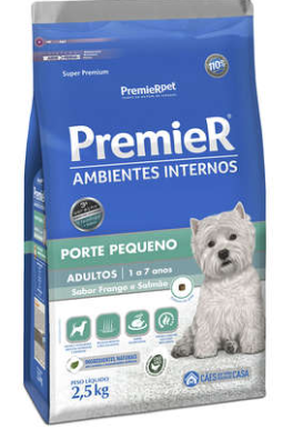 Ração Premier Pet Ambientes Internos Cães Adultos Frango e Salmão 2,5kg