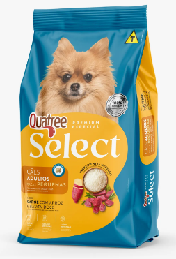 Ração Quatree Select carne e Arroz Cães Adultos Raças Pequenas 10 kg