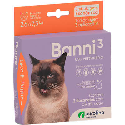 Antipulgas  Banni 3 para Gatos de 2,6 a 7,5 Kg