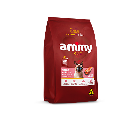 Ammy Cat Premium Plus Adultos Castrados Salmão 10 KG